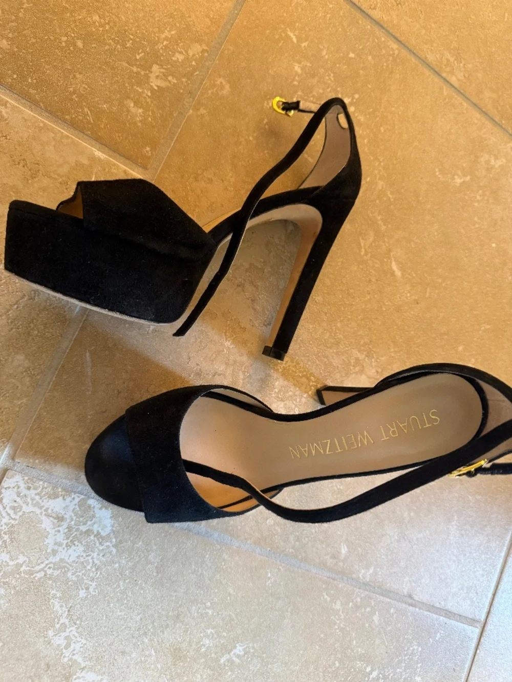STUART WEITZMAN Platform suede heels size 9 black
